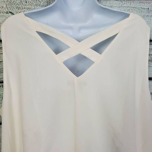 Lane Bryant Cream Crisscross Back Tank Top Size 18 Lined Sleeveless Blouse - Picture 5 of 8